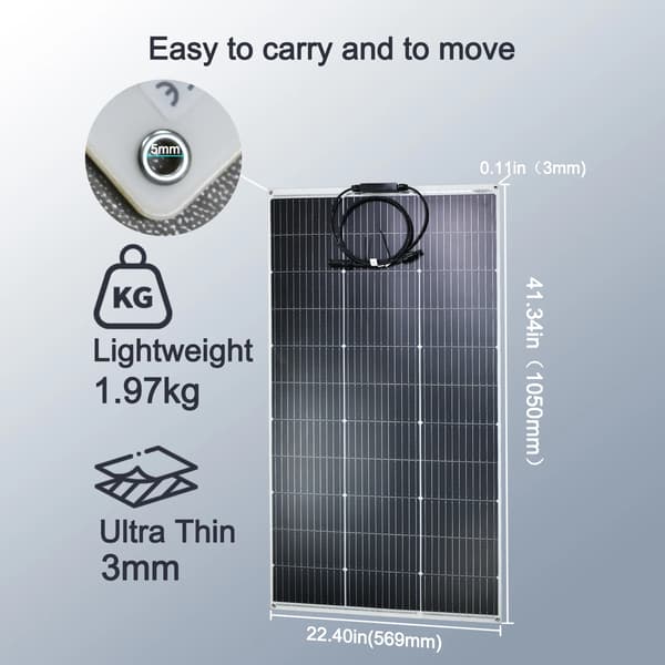 Solpanel, Fleksibelt Design, Høj Konverteringseffektivitet,2 stk 125W