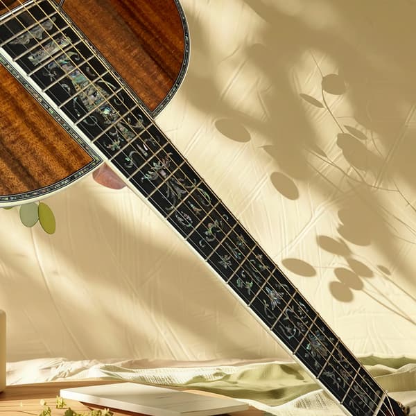 Folk Guitar, KOA-kropp, Ebenholts greppbräda,Brun