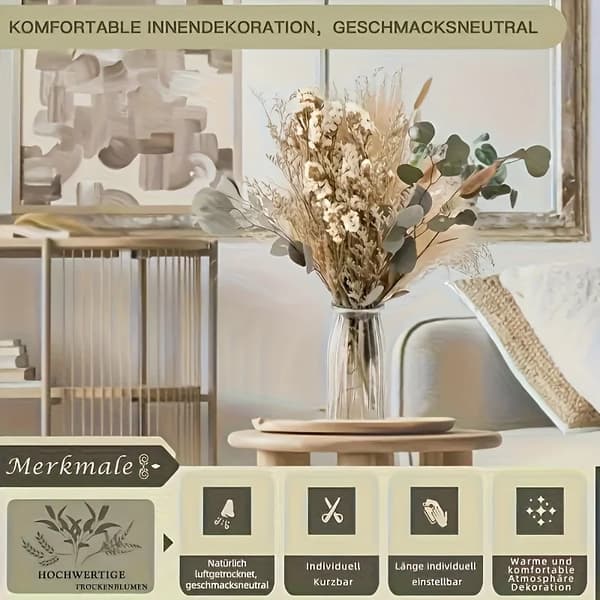 Bevarade Torkade Blommor, Elegant Bukett, Mångsidig Dekoration,A