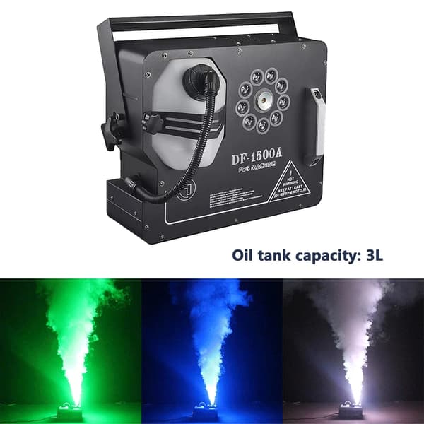 Røgmaskine, RGB LED-lys, DMX512 kontrol,sort, EU stik