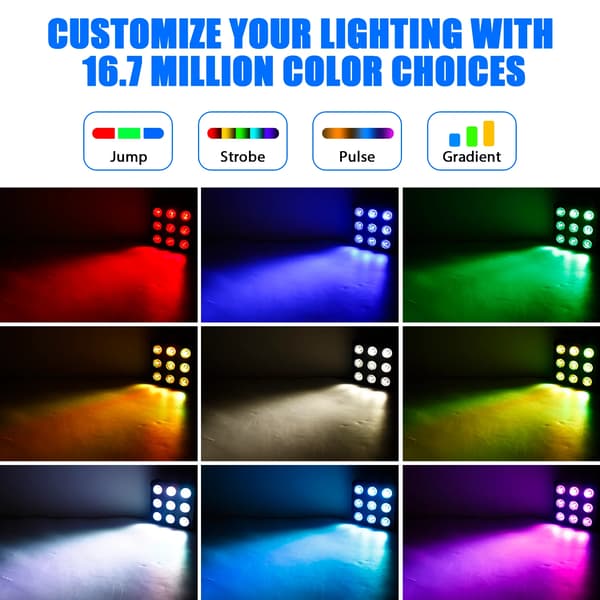 Scene Lys, 180W Effekt, RGBW LED Belysning,4Pcs, EU Stik
