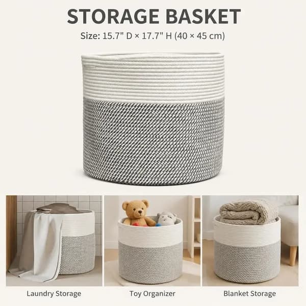 Förvaringskorg, Flätat Bomullsmaterial, Mångsidig Design,Flerfärgad