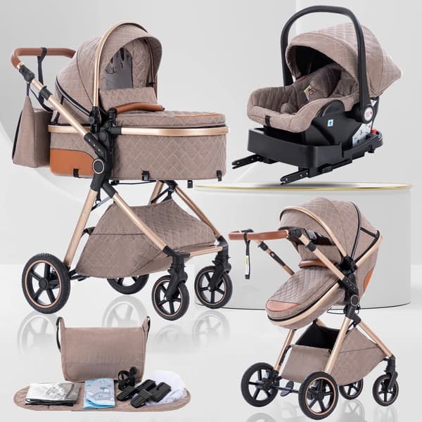Barnevogn, Multifunktionel, Letvægts og Sammenklappelig,V82KHAKI-ISOFIX BASE