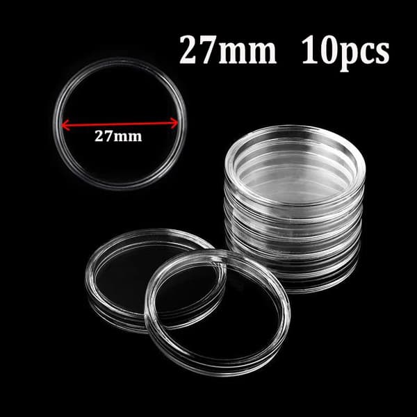 Møntopbevaringsboks, Klar Synlighed, Holdbart Plastmateriale,27mm 10stk