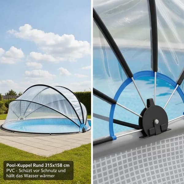 Pooldome, UV-skydd, hållbart PVC-material,VIT
