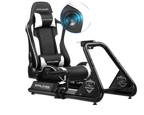 Sim Racing Cockpit, Justerbart Ergonomisk Design, Indbyggede Stereo Højttalere,Hvid