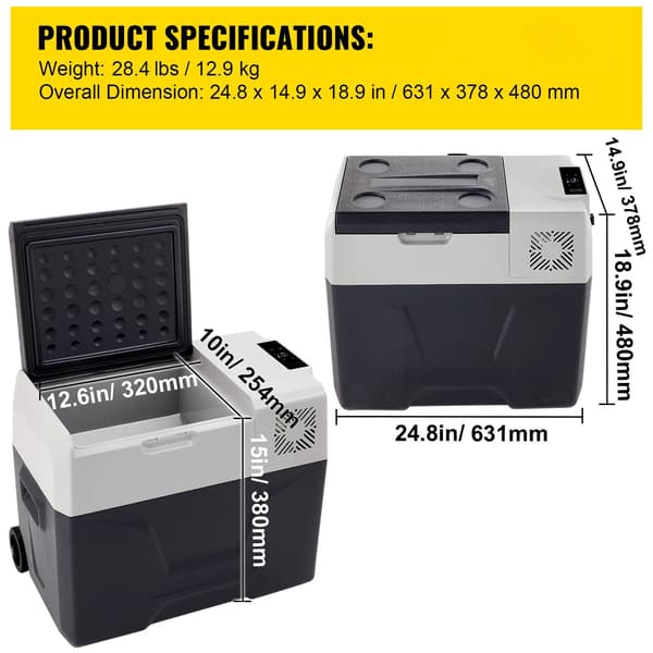 Bærbar Køleskab, Dobbelt Strømbrug, Effektiv Køleområde,40L