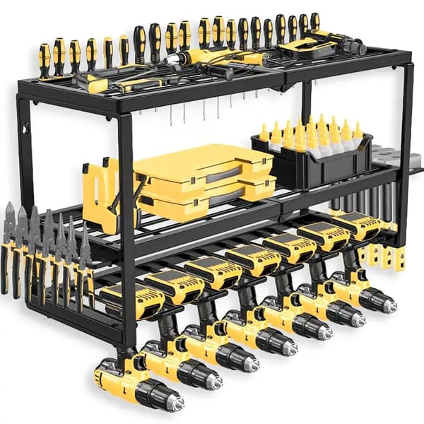 Værktøjsorganisator, Robust Stål, Vægmonteret Design,sort