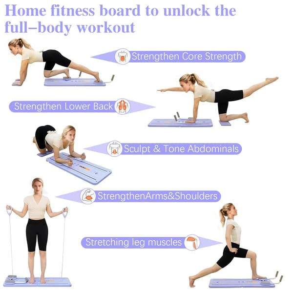 Fitnessbräda, Multifunktionell Design, Fällbar & Bärbar,LILA
