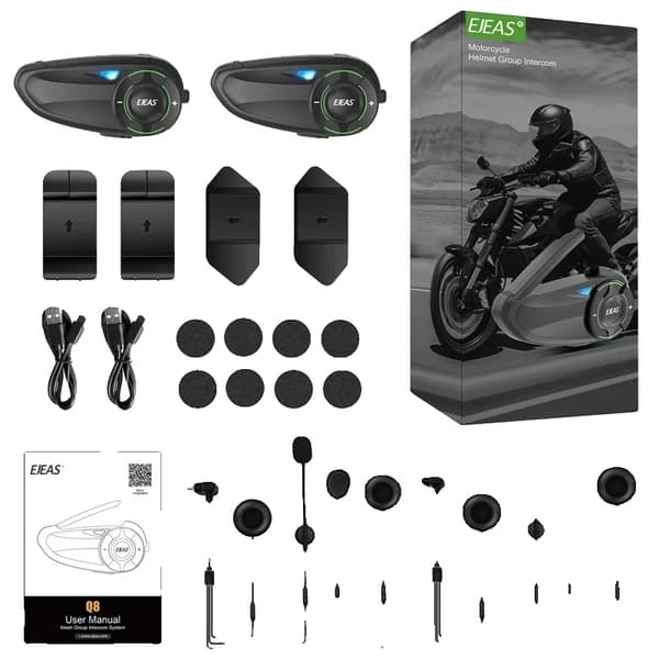 Hjelmheadset, 6-personers intercom, vandtæt design,Q8 2stk