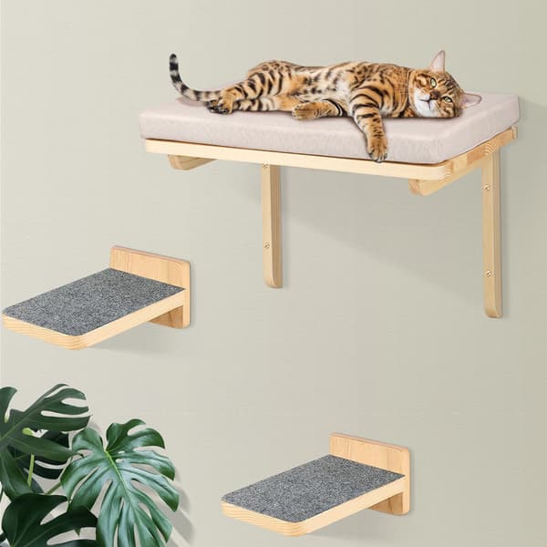 Kattklättringsvägg, Tredelad Design, Bekväm Hängmatta,GRÅ