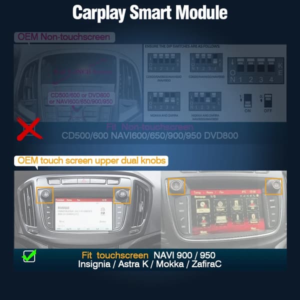 CarPlay och Android Auto Dekoder, Mediaplayback, Enkel Installation,Touchscreen 2013-17