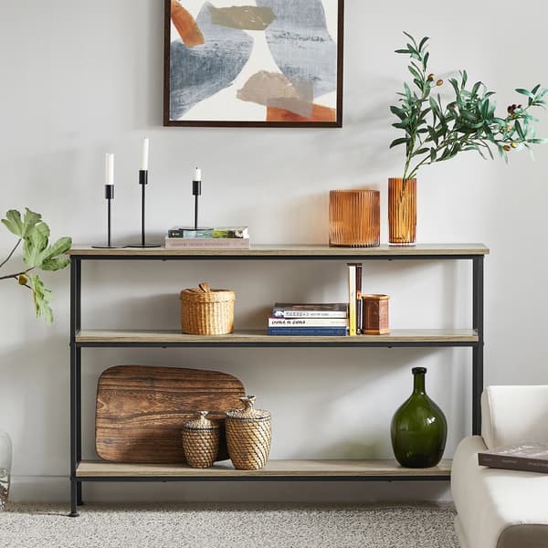 Konsolbord, Minimalistisk Moderne Design, Tre Hylder,LYS GRÅ