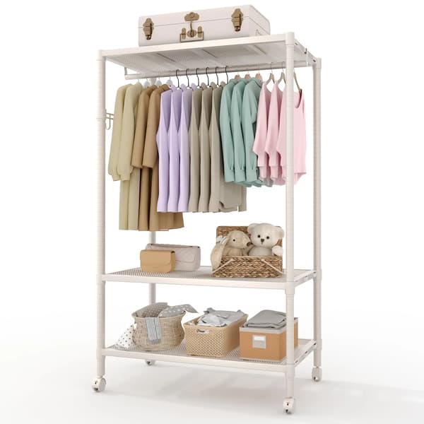 Tøjstativ, Robust Design, Justerbare Hylder,Lys Grå