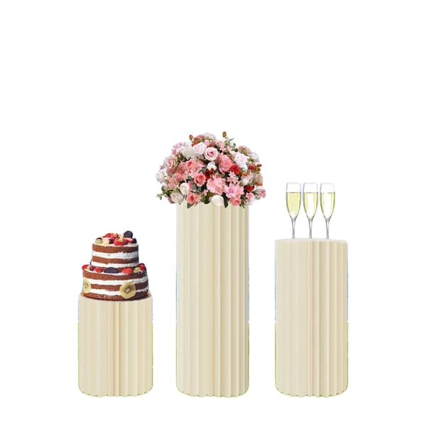 Cylindrisk Pedestal Blomutställningsställ, Fällbar, Elegant Design,L, VIT