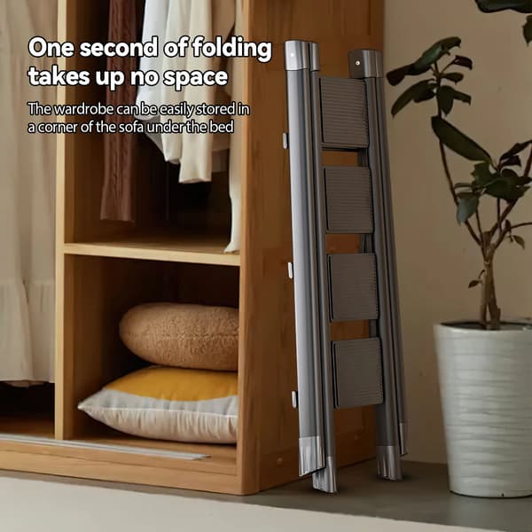 Foldestige, Stabilitetsfunktioner, Pladsbesparende Design,sort