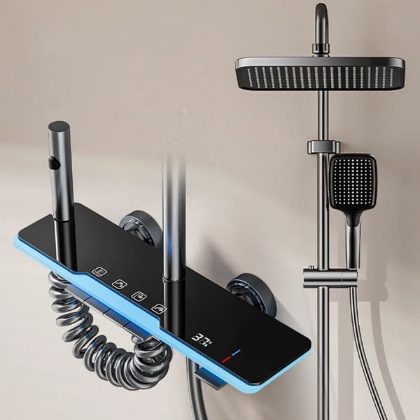 Duschset, LED-temperaturdisplay, justerbara funktioner,Kall Grå