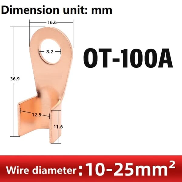 Klemterminal, ikke-isoleret design, 100A vurdering,OT100A, 10Pcs