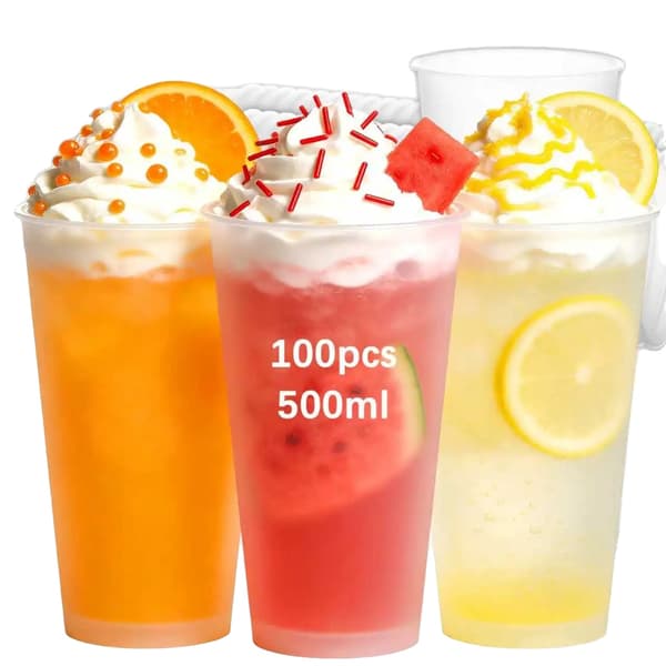 Plastikkopper, 500 ml kapacitet, robuste og genanvendelige,100PCS