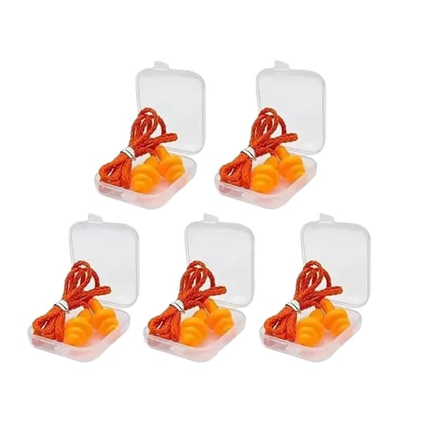 Bullerdämpande öronproppar, Återanvändbar design, Bekväm passform,5 Par Orange