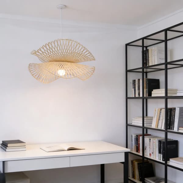 Pendellampe, Naturligt Materiale, Alsidig Installation,55cm
