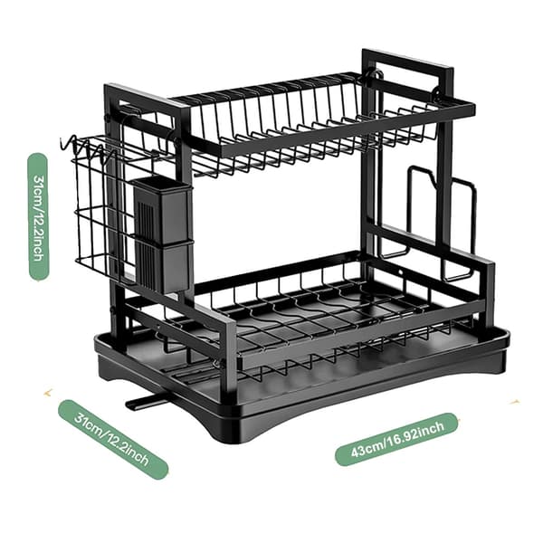 Opvaskestativ, Dobbeltlag Design, Automatisk Drænsystem,1 PC