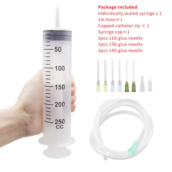 Sprøjte, Multi-Volume Område, Holdbar Plastkonstruktion,250ml Slangesprøjte