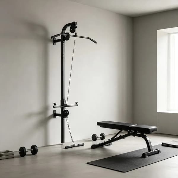 Lat Pulldown Torn, Väggmonterad Design, Inkluderar Dubbelblock,Svart