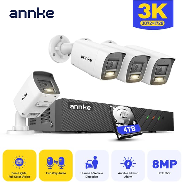 Sikkerhedssystem, 3K opløsning, nattevisionskapacitet,4TB