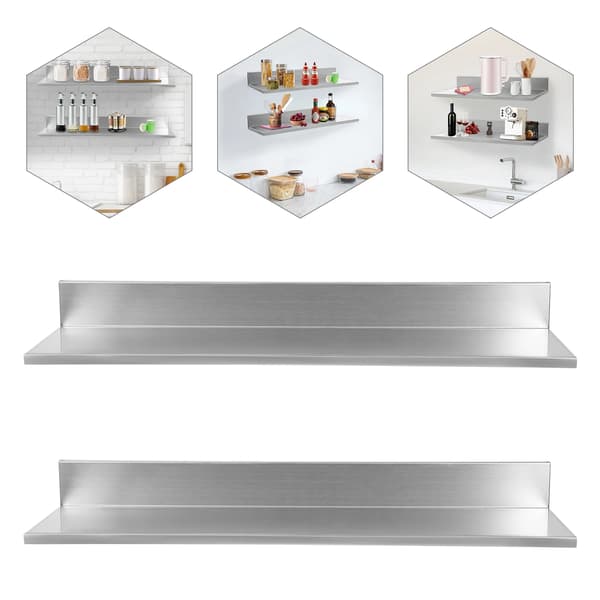 Væghylder, Rustfrit Stål, Dobbelt Niveau Design,Sølv