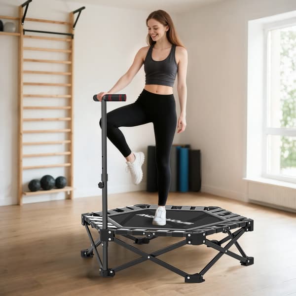 Trampolin, justerbar höjd, vikbar form, svart
