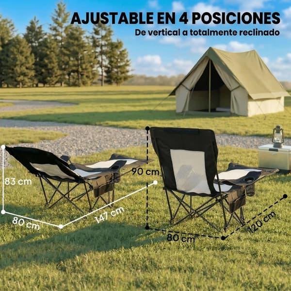 Hopfällbar Campingstol, Bärbar, Hållbar Design, svart