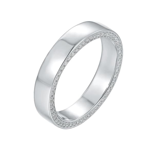 Moissanite Ring, Kanalinställd Design, 925 Sterling Silver,11, VIT-e, S925 Sterling Silver-e
