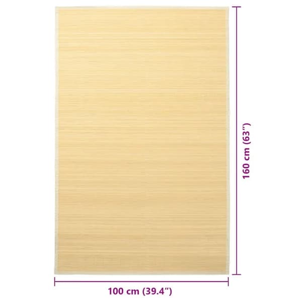 Bambu Matta, Bredd 100 cm, Längd 160 cm, Halkfri PVC-Baksida, Minimalistisk Modern Design, Miljövänligt Material