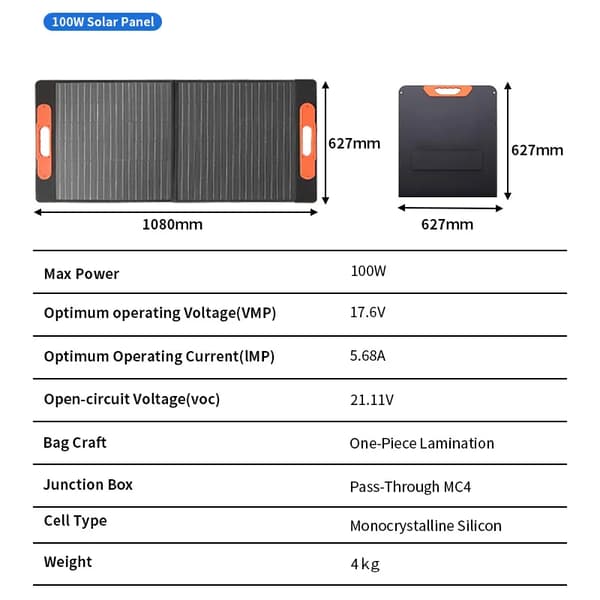 Solpanel, Fällbar Design, Hög Kompatibilitet,T100W
