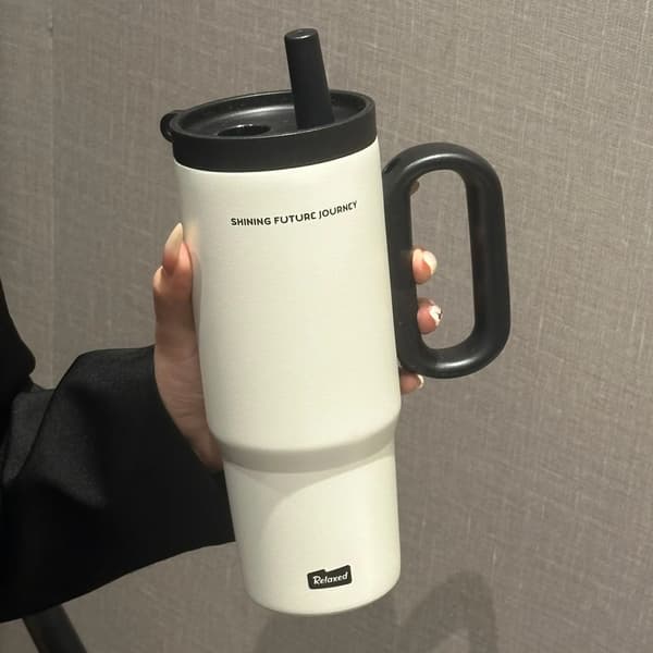 Vattenflaska, vakuumisolerad, läckagesäker design,VIT, 750ml-b
