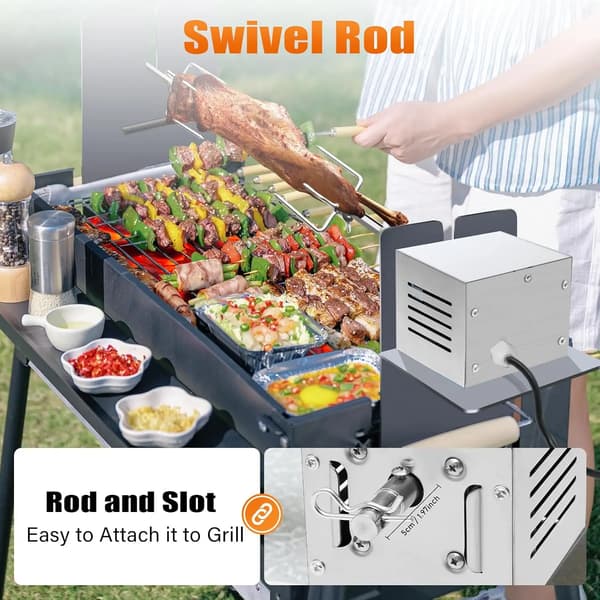 Grillmotor, Rustfrit Stål, Højtydende 25W,Sølv