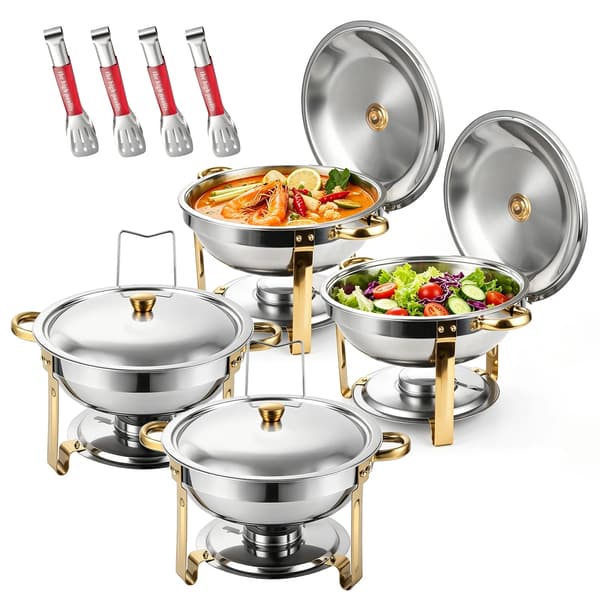Chafing Dish Sæt, Minimal Samling, Elegant Design,4.5L-b, 4PCS Guld