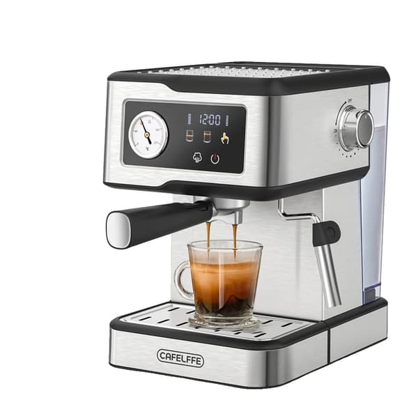 Halvautomatisk espressomaskin, 20 bars tryck, pekkontrollpanel, rostfritt stål, EU