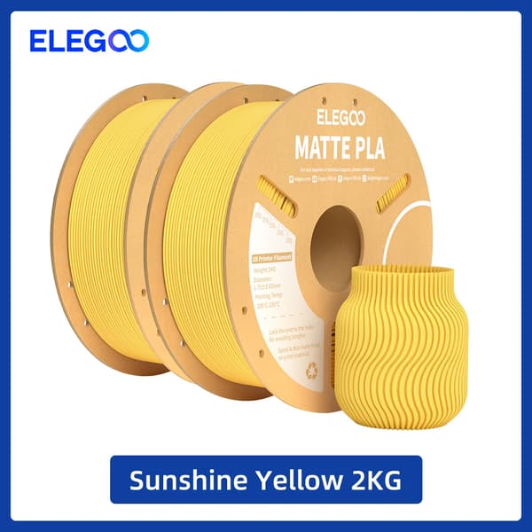 PLA Filament, Matt Finish, Hög Noggrannhet,Solgult 2kg
