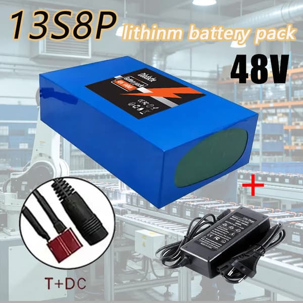 Batteripack, 48V Litiumjon, 50Ah Kapacitet, T-DC-laddare