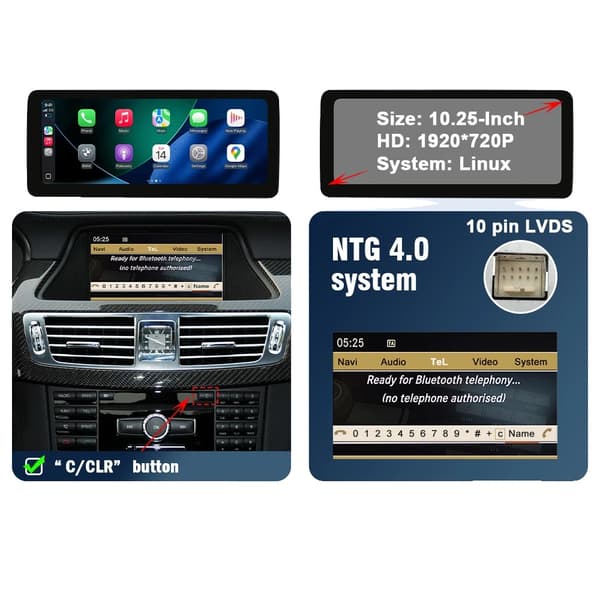 Bil Multimedia Touch Skærm, Trådløs CarPlay, Android Auto Support,10.25 tommer NTG4.0