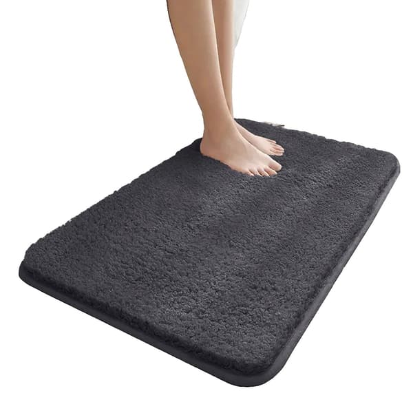 Badrumsmatta, Antiskliddesign, Superabsorberande Material,50cm x 80cm, Mörkgrå