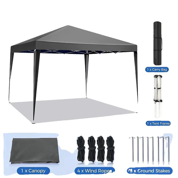 Gazebo, UV-suoja, Helppo pystytys,Harmaa-3x3Metri