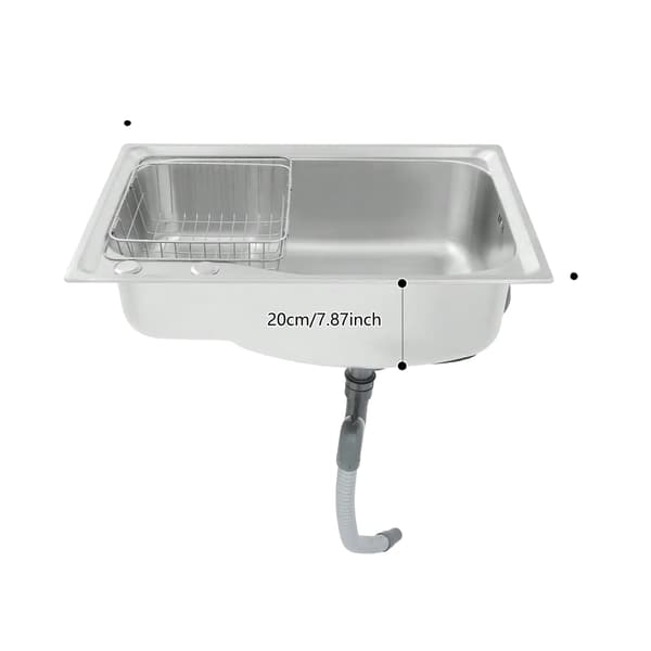 Rustfrit Stål Vask, Enkelt Skål, Kraftig Design,Sølv