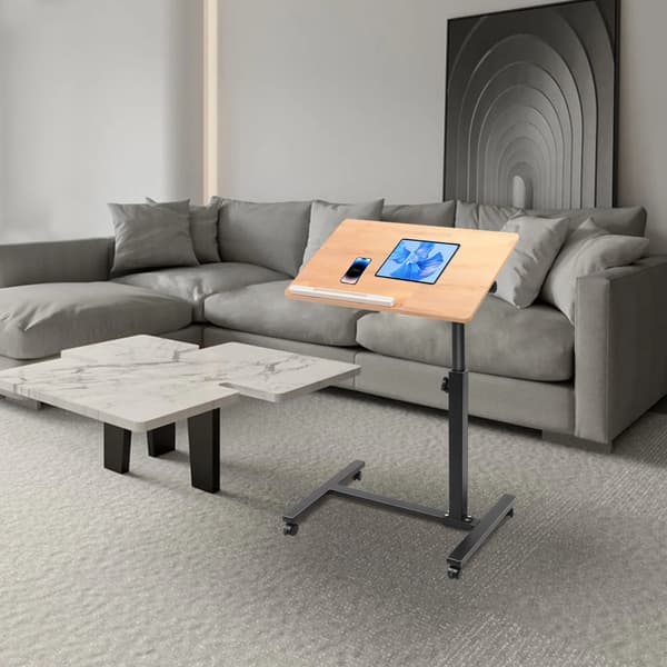 Mobil Stående Skrivebord, Højdejusterbart, Ergonomisk Design,Sort træ
