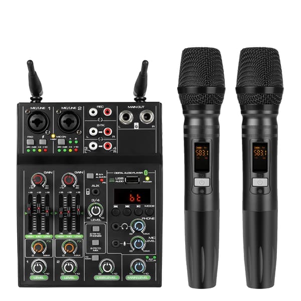 Lydmixer, 4 Kanaler, Bluetooth og USB-forbindelse,sort