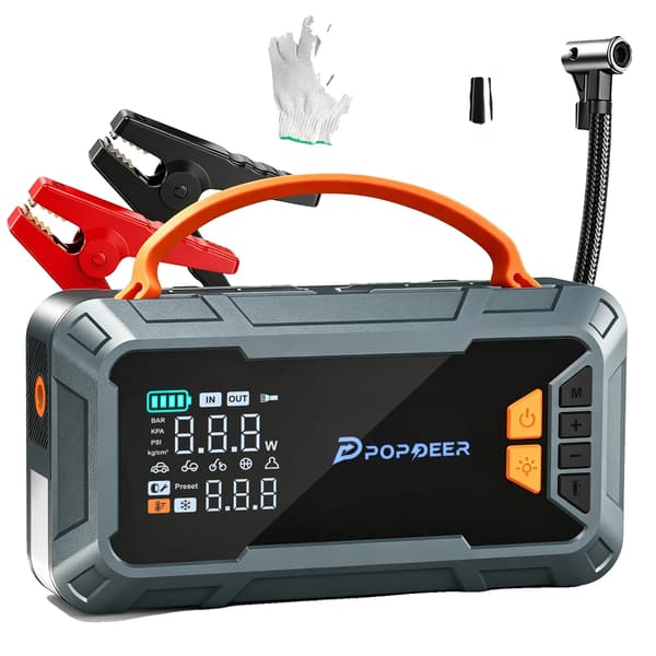 Bil Jump Starter, 6000A Spidsstrøm, 160PSI Luftpumpe,PD-JAS3