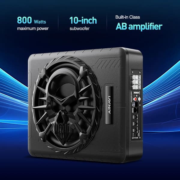 Bilsubwoofer, 800W Effekt, Slim Design,10 tum