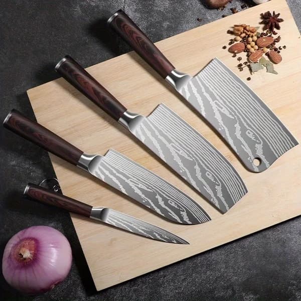 Kniv Sæt, Højkulstof Rustfrit Stål, Ergonomisk Design,6PCS